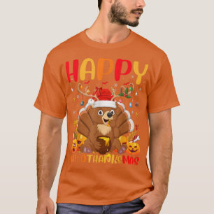 Funny Bear Animal Lover Happy Bear HelloThanksMas  T-Shirt