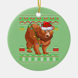 Funny Bear Animal Lover Matching Ugly Grizzly Bear Ceramic Tree Decoration