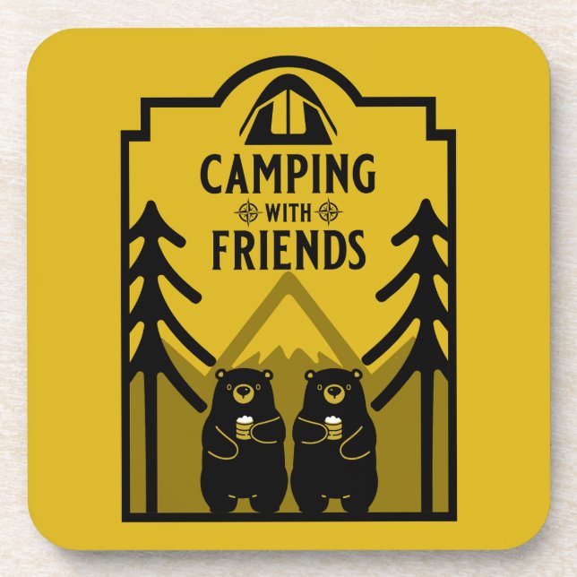 Funny Bear Camp Adventure Canada Coaster (Front)