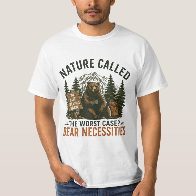 Funny Bear Camping Sign Nature Called T-Shirt (Front)