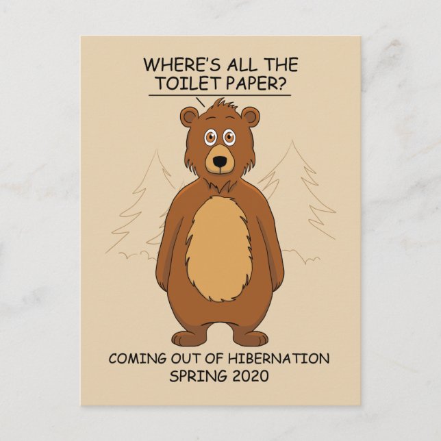 Funny Bear Cartoon Holiday Postcard (Front)