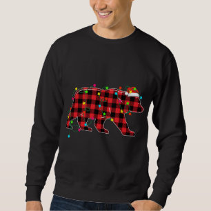 Funny Bear Christmas Tree Red Plaid Xmas Animals L Sweatshirt