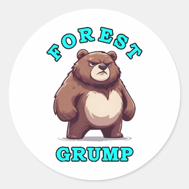 Funny Bear Classic Round Sticker (Front)