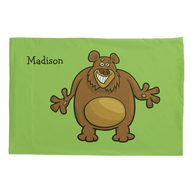Funny Bear custom text & colour pillowcases (Back)