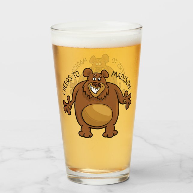 Funny Bear custom text pint glass (Back Filled)