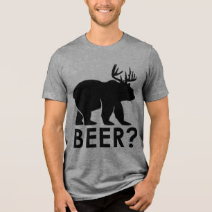 Funny Bear Deer "BEER?" Graphic T-Shirt – Humourou Tri-Blend Shirt