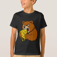 Funny Bear Eating Cheese Illustration For Food Lov