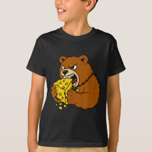 Funny Bear Eating Cheese Illustration For Food Lov T-Shirt