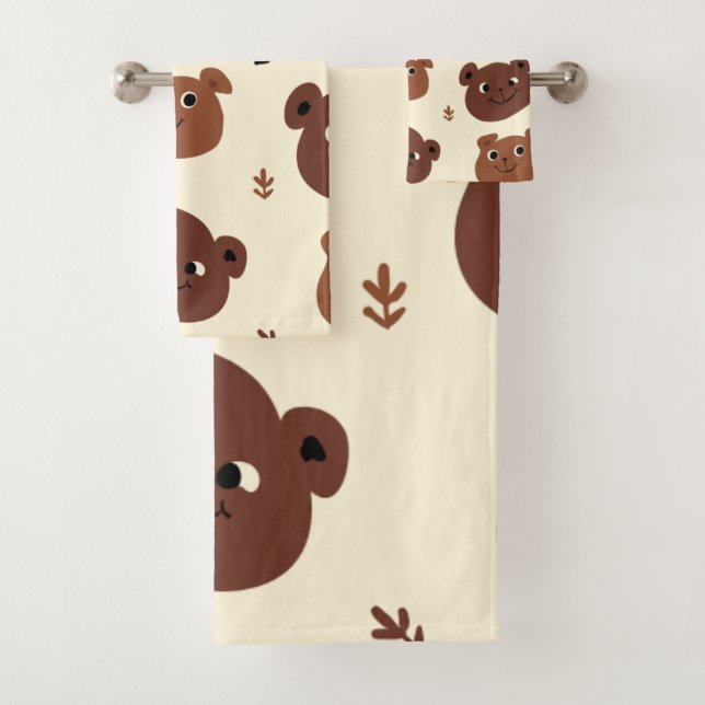 Funny bear face bath towel set (Insitu)
