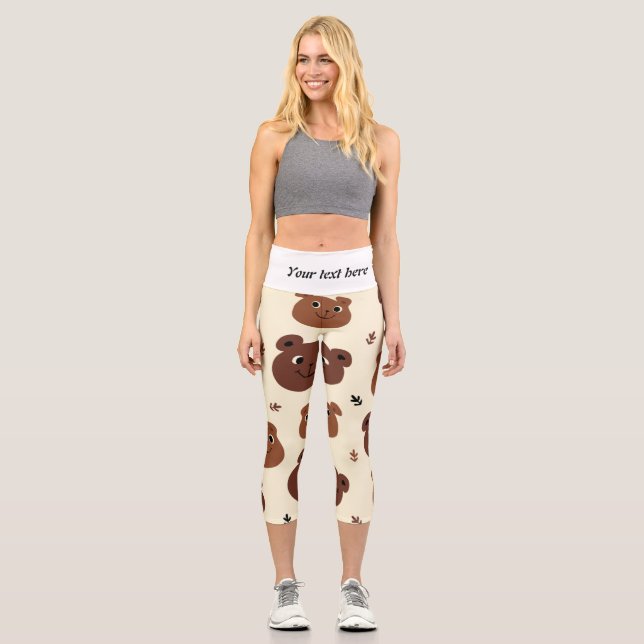 Funny bear face capri leggings (Front)