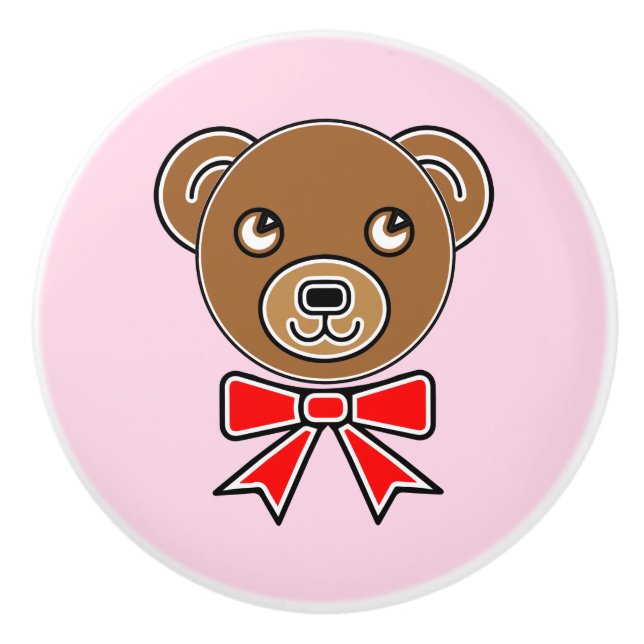 Funny bear face ceramic knob (Front)