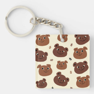 Funny bear face key ring