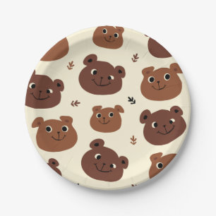 Funny bear face paper plate