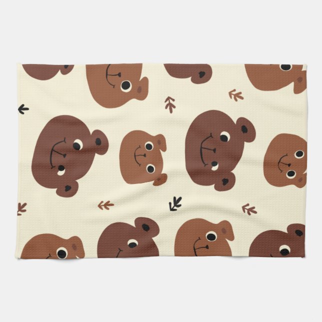 Funny bear face tea towel (Horizontal)