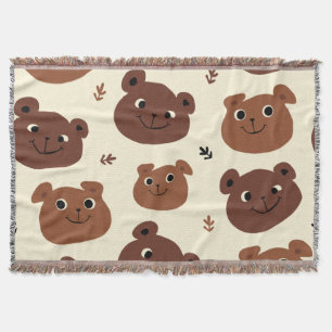 Funny bear face throw blanket
