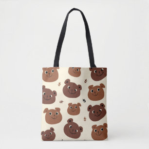 Funny bear face tote bag