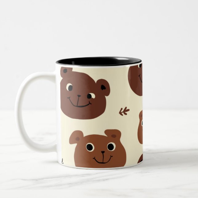 Funny bear face Two-Tone coffee mug (Left)