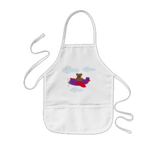 Funny bear flying by plan kids apron