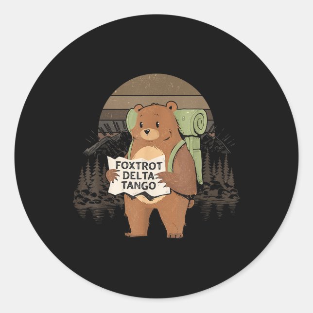 Funny Bear Foxtrots Deltas Tango  Classic Round Sticker (Front)