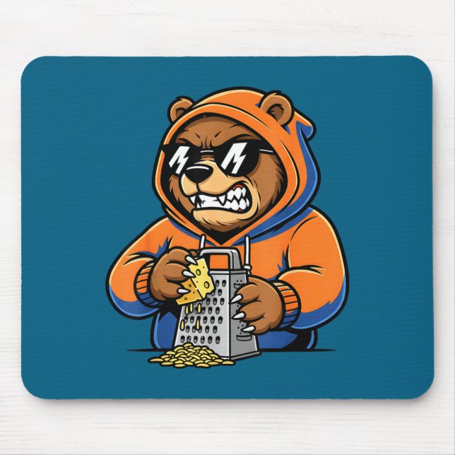 Funny Bear Grating Cheese Tee Graphic For Men Wome Mouse Pad (Front)