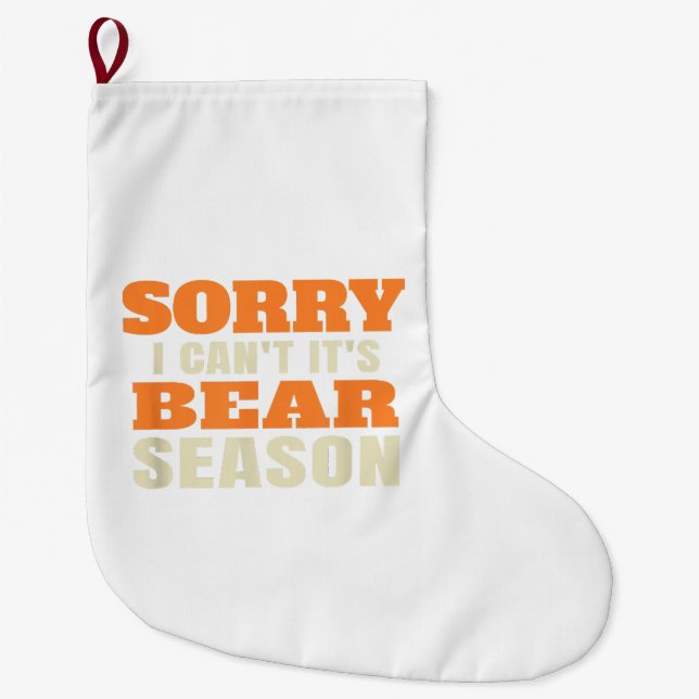 Funny Bear Hunting Large Christmas Stocking (Front)