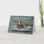 Funny Bear In Boat Birthday Card<br><div class="desc">Smiling bear in dinghy for humourous birthday for anyone.</div>
