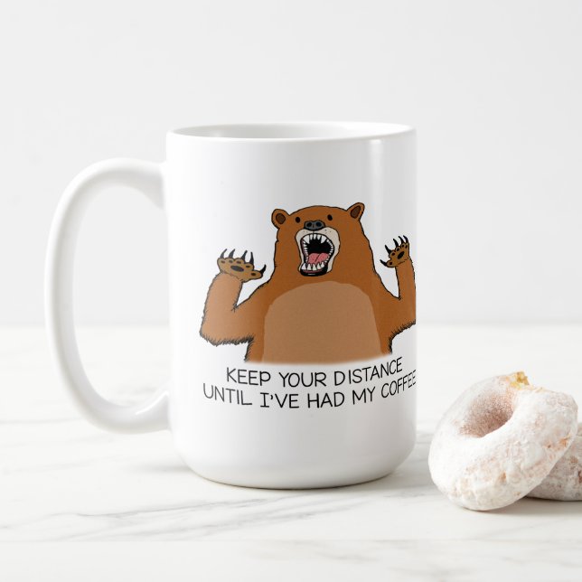Funny Bear Is Ferocious Before Coffee Coffee Mug (With Donut)