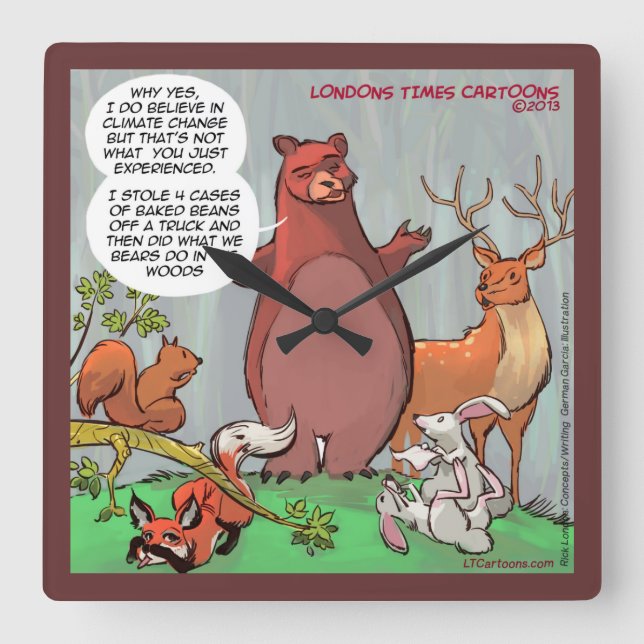 Funny Bear & Its Take On Climate Change Wall Clock (Front)