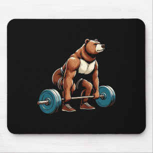Funny Bear Lifting Weights Bodybuilding Workout Gy Mouse Pad