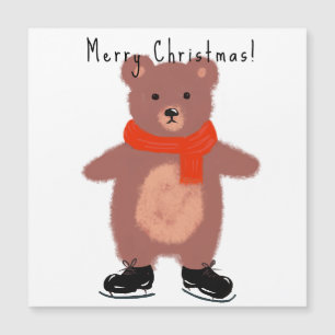 Funny bear on winter skates
