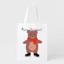 Funny bear on winter skates