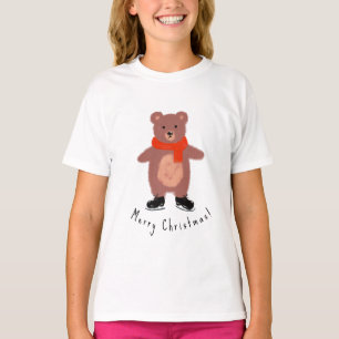 Funny bear on winter skates T-Shirt