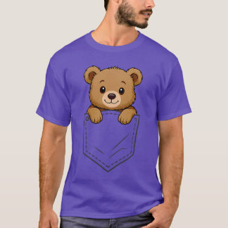 Funny Bear Peeking in Pocket Cute Bears Men Women T-Shirt