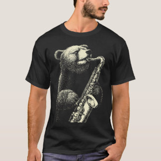 Funny Bear Playing Saxophone Player Jazz Musician T-Shirt
