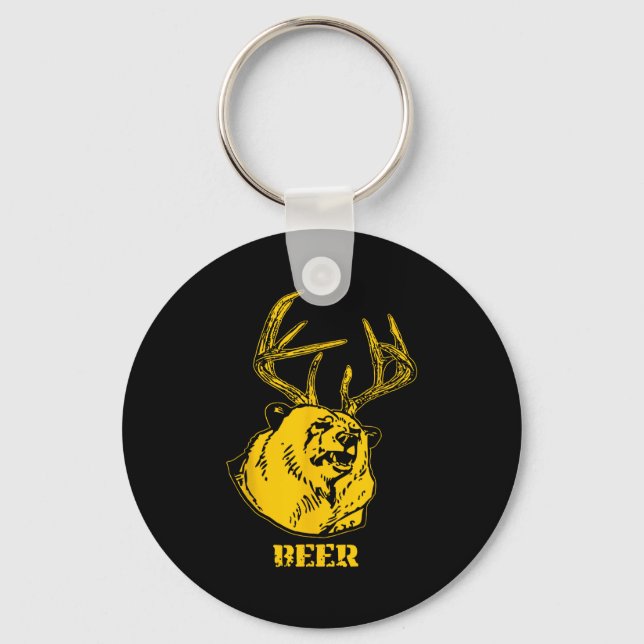 Funny Bear Plus Deer Equals Beer Deer Hunting Usa  Key Ring (Front)