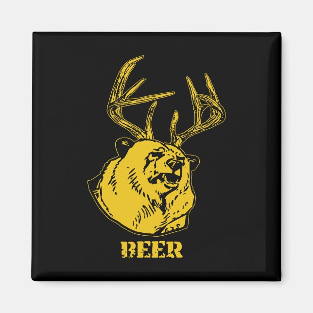 Funny Bear Plus Deer Equals Beer Deer Hunting Usa  Magnet (Front)