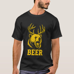 Funny Bear Plus Deer Equals Beer Deer Hunting USA T-Shirt