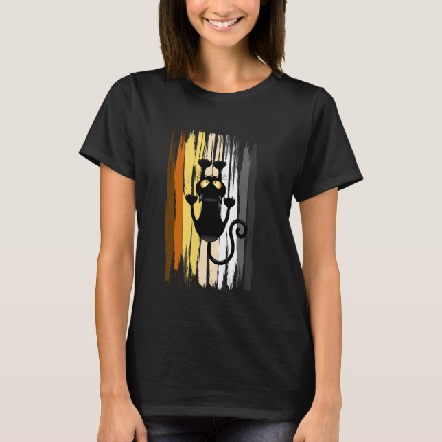 Funny Bear Pride Black Cat Scratching Claw Marks T-Shirt (Front)