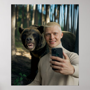 Funny Bear Selfie Custom Photo Wall Art