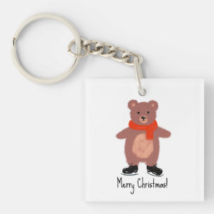 Funny bear skating key ring