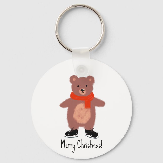 Funny bear skating key ring (Front)