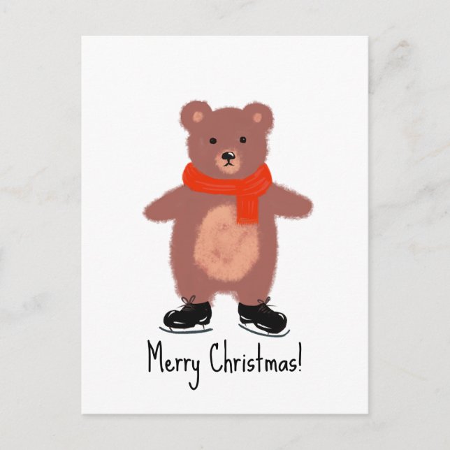 Funny bear skating postcard (Front)