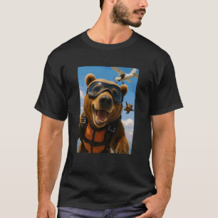 Funny Bear Sky Diving Diver Animal Lover Zoo Boys T-Shirt