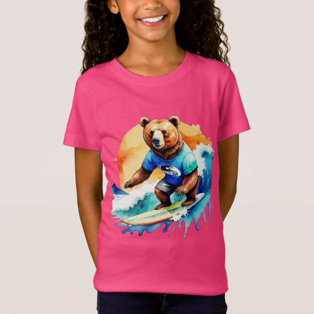 Funny bear surfing T-Shirt (Front)