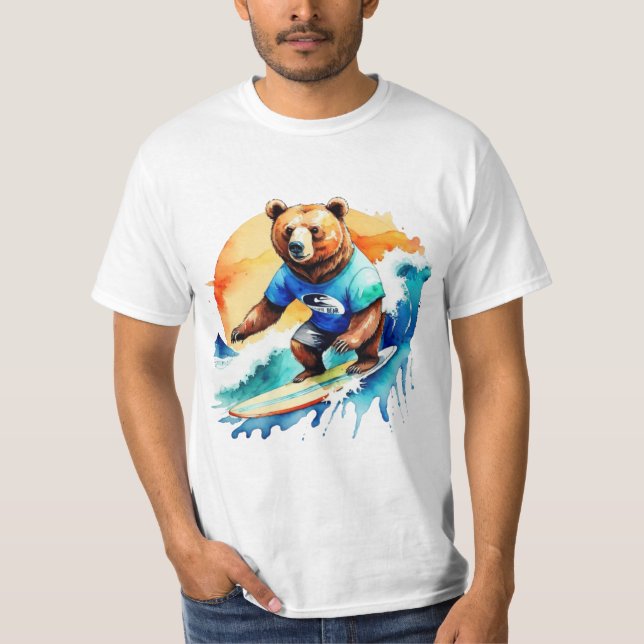 Funny bear surfing T-Shirt (Front)