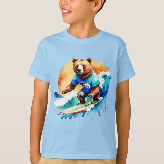 Funny bear surfing T-Shirt (Front)