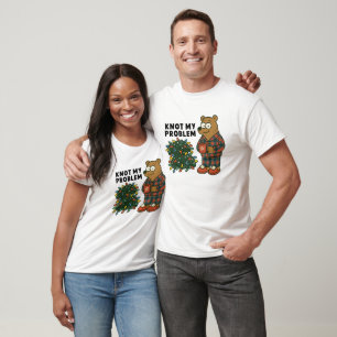 Funny bear tangle Christmas lights knot my problem T-Shirt