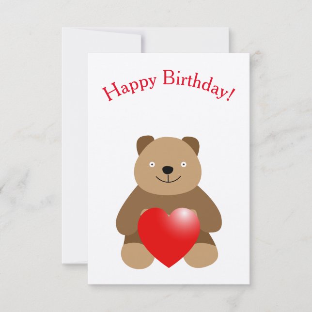 Funny bear with a heart card (Front)