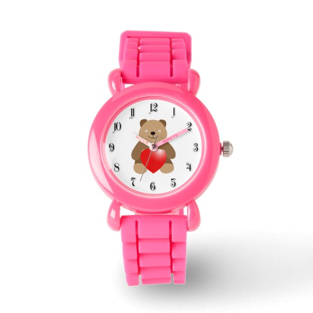 Funny bear with a heart watch (Front)