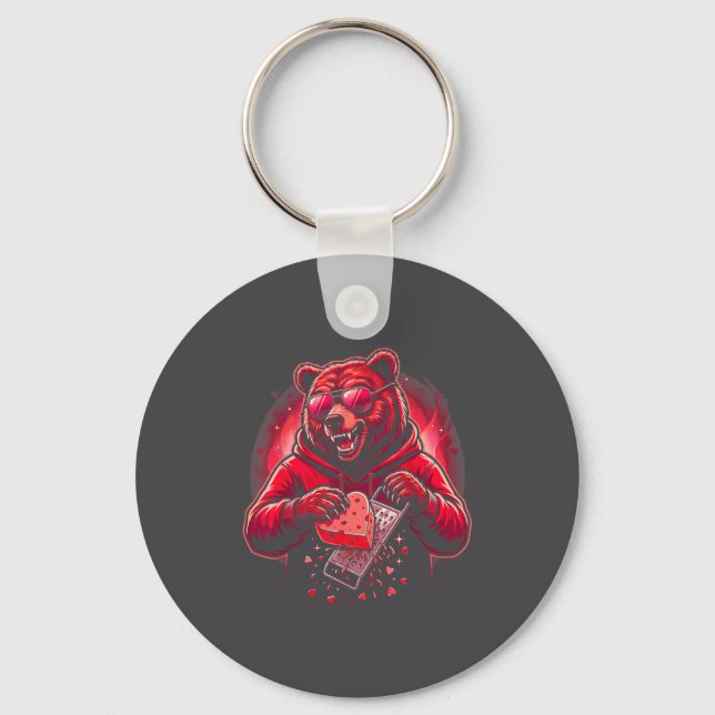 Funny Bear With Cheese Grater Hat Valentine Cheesy Key Ring (Front)